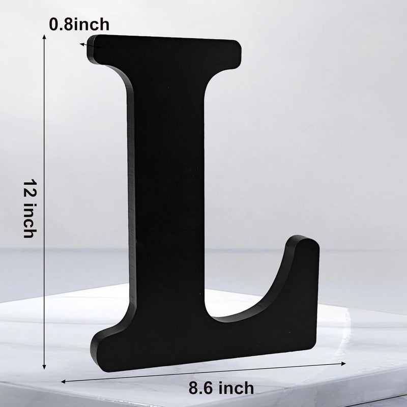 AOCEAN 12 inch Black Wood Letters Unfinished Wood Letters for Halloween Decorative Standing Letters Slices Sign Board Decoration for Craft Home Party Projects (L) - Image 2